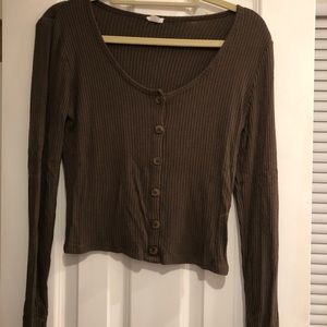 Olive Green Garage long sleeve shirt with buttons